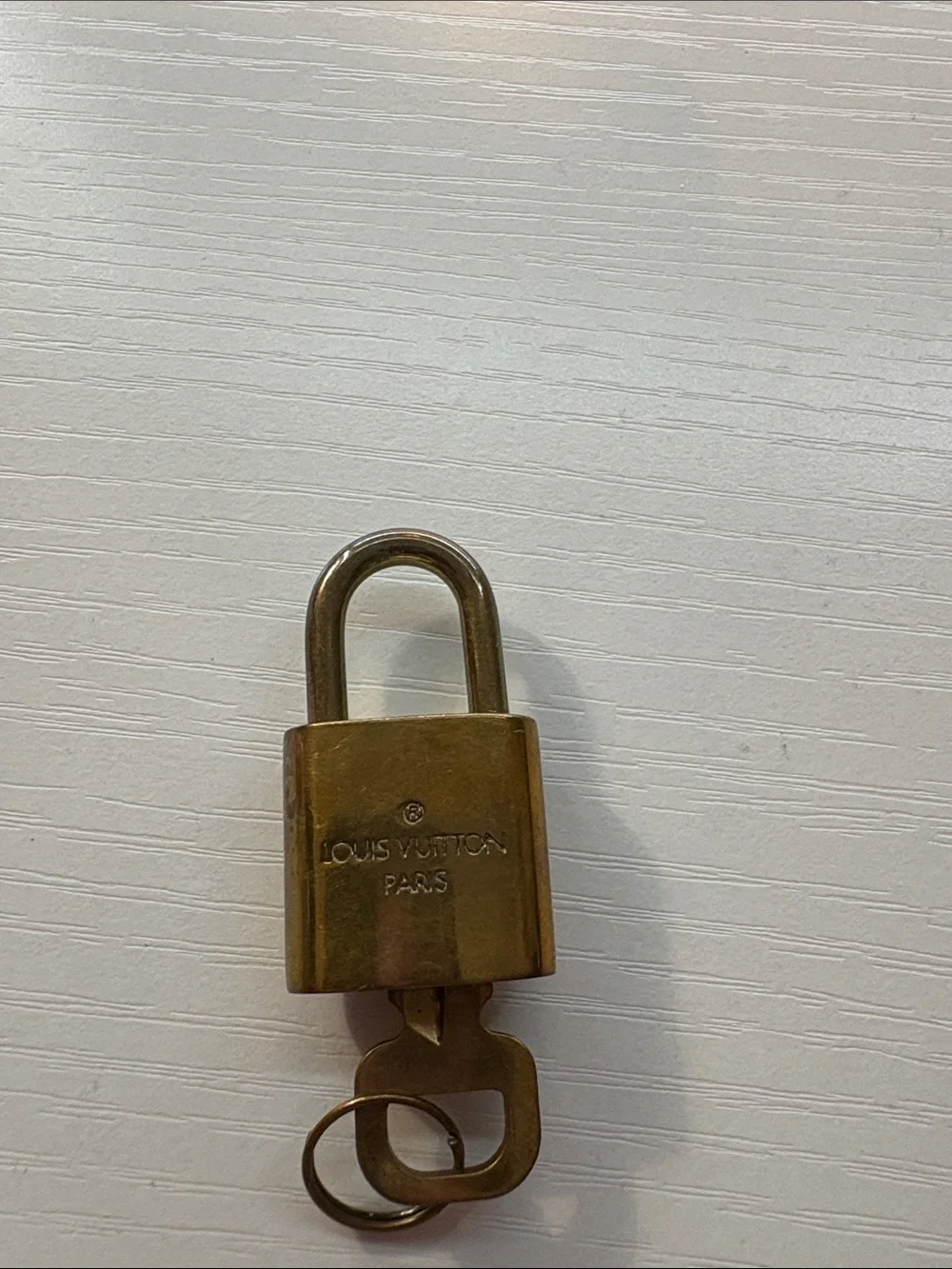 Louis Vuitton Brass Padlock and Key Set in Antique Gold-Tone